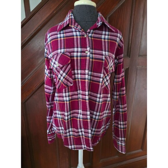The Woolrich Woman Plaid Flannel Shirt L Red & White Checkered Button-Up - Picture 1 of 7